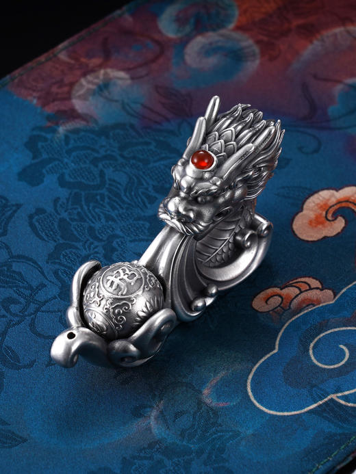 子佩集S999银招财银龙香插【BX0280878】纯银小摆件可转动2406 商品图11