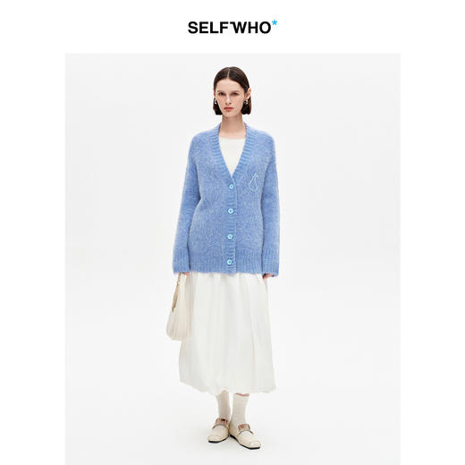 SELFWHO秘鲁羊驼毛混纺梨子织绳刺绣针织衫女2026春新款气质毛衣 商品图4