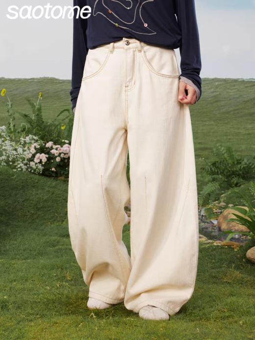 早乙女惠子saotome/STMKZ14016/酵洗阔腿牛仔裤 商品图0