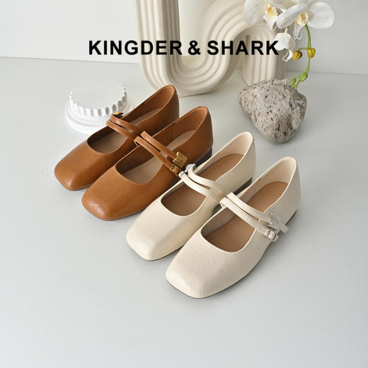 经典鲨2026年春专柜新品时尚方头一字式扣带通勤软底单鞋女KW89-617081 商品图0
