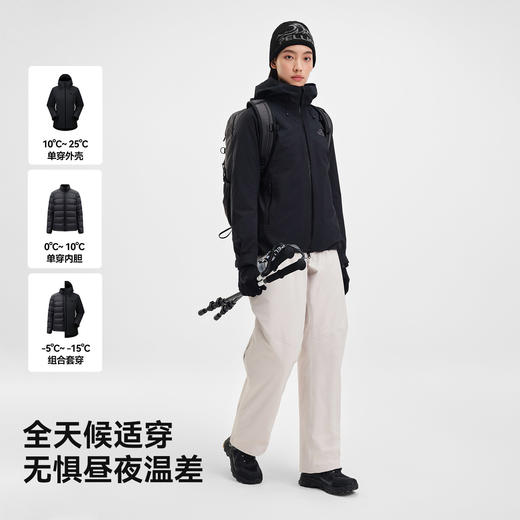伯希和户外羽绒三合一冲锋衣女800蓬鹅绒内胆eVent防风防水羽绒服 商品图4