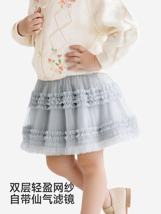 英氏女童半身裙短裙夏季浅蓝纱裙可爱公主裙新款裙子YRSBJ1S029A 商品图1