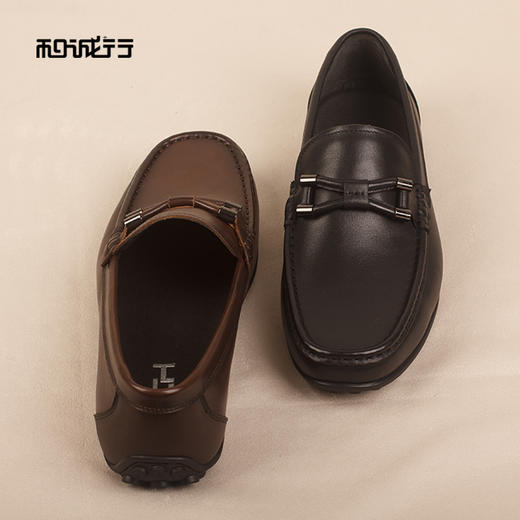 和诚行2026春季新款一脚蹬舒适百搭乐福鞋真皮豆豆鞋男式商务鞋1690045 商品图1