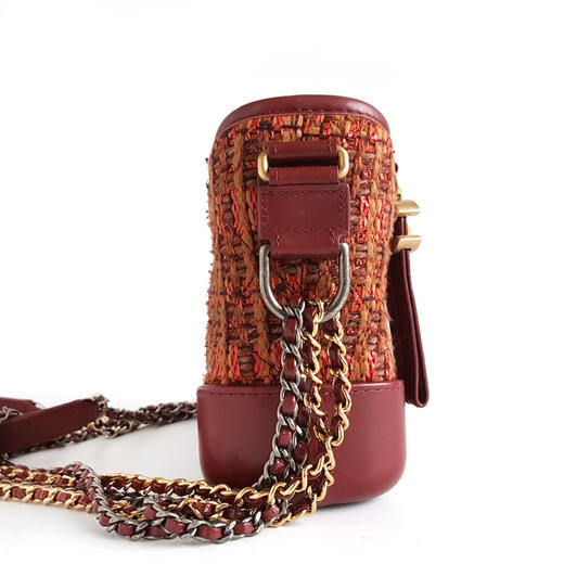 【95新】CHANEL香奈儿Gabrielle系列A91810 Y83702 K0917小号红色毛呢编织流浪包单肩斜挎包女士080226AK15 商品图4