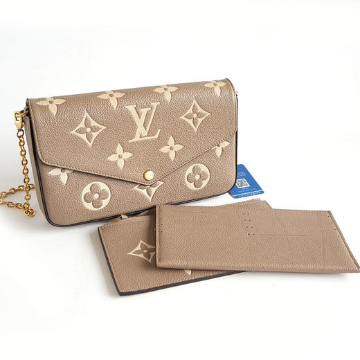 【95新】LV路易威登POCHETTE FELICIE 链条包M82610大象灰全皮三合一链条包单肩包女士060226AK12 商品图2