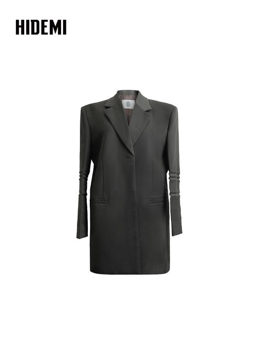 HIDEMI 设计感美丽奴羊毛翻驳领短款西装外套 商品图8