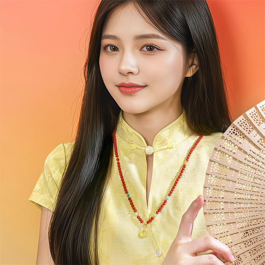 【新品首发】五髻文殊足金黄金宝宝佛挂坠转运珠 鎏彩工艺孩子礼物MEMORA诗普琳HP922701 商品图4