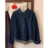 雀说法式新款气质正肩牛仔衬衫女设计感小众别致上衣复古叠穿马甲衬衣ALW8925 商品缩略图3