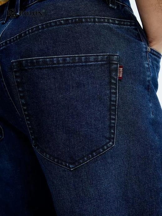 波顿男士春夏季牛仔裤合身窄版阔腿小直筒棉弹力高端美式长裤子ME968125 商品图3