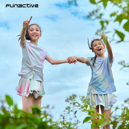 funactive女童羊毛速干衣儿童轻薄运动晕染短袖T恤F1GT10404 商品图3