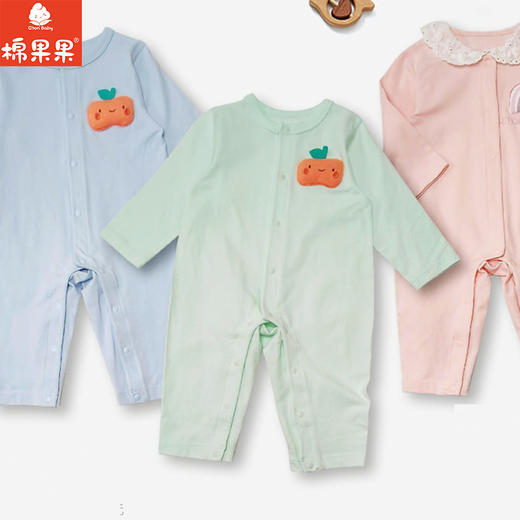 棉果果春季新品男宝女宝卡通可爱5A抗菌纯棉爬衣对开连体衣M101722226016 商品图0