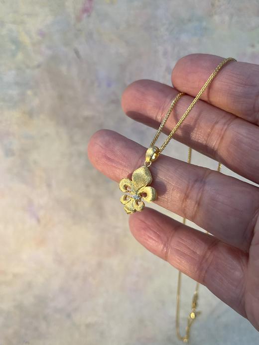 金色鸢尾重工拉丝吊坠项链/手链   绝美光华 银镀金首饰  （非质量问题 不退不换） 商品图10