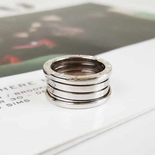 【95新】BVLGARI宝格丽B.zero1系列AN191026白金四环弹簧戒指55号中性款190126NJS39 商品图3