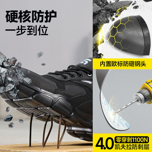 26年新款四季款轻薄透气防砸防刺轻便劳保鞋透气安全鞋升级4.0凯夫拉 商品图11