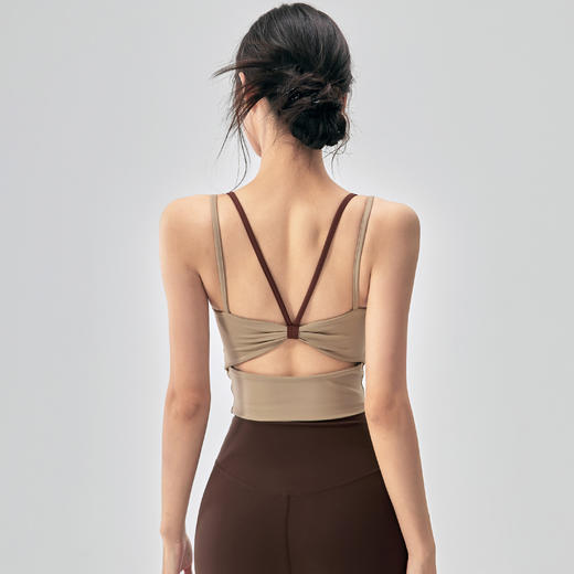 【3~5天发货】跃牌【美度空间】系列 瑜伽美背运动内衣一体式防震拼色瑜伽背心WX62020 商品图2