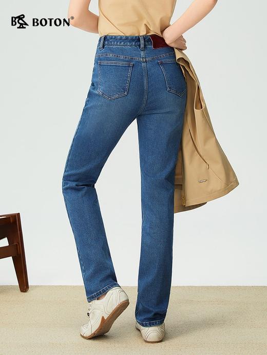 【热痰蓄温】波顿女士秋冬季高弹直筒修身加绒牛仔裤高腰显瘦长裤LE389325 商品图2
