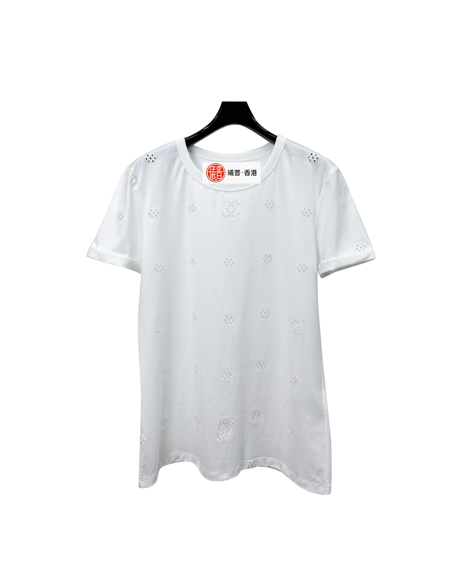 女款镂空刺绣短袖T恤ba025