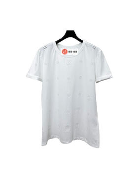 女款镂空刺绣短袖T恤ba025