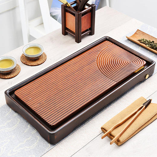 祥福 莲池檀竹小茶盘/尺寸400x200x34mm 商品图0