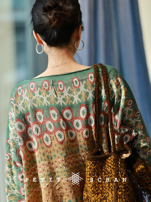 Petit Schan小闪 CLO#1041 Peacock 孔雀 进口羊毛混纺色织提花套头衫 商品图1