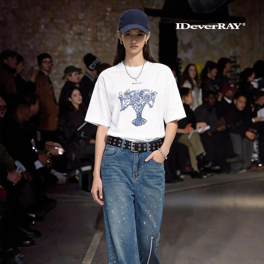 IDEVERRAY喜结连理原创新品高级感设计女生春季出行穿搭短袖白T恤 商品图0