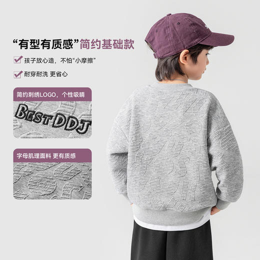 【件件底价，童装双倍积分】多多家男童卫衣2026春装新款春秋季儿童中大童刺绣圆领打底上衣潮11496 商品图1