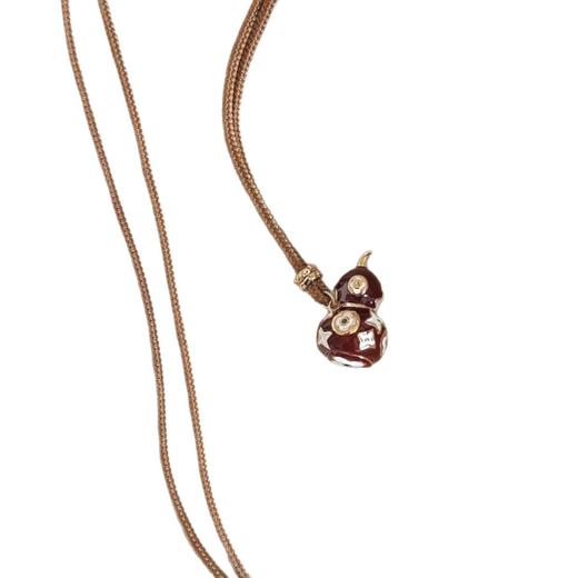 雀说新年新中式酒红福禄花项链滴釉珐琅四叶草葫芦毛衣链复古百搭女ALW145 商品图4