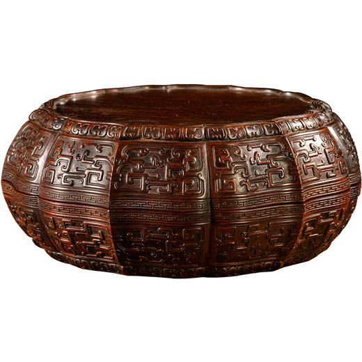 二十世纪	红木满工夔龙纹菱口捧盒 商品图5