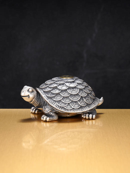 子佩集S999银【金钱龟】茶宠【CC848】钱币八卦太极乌龟纯银小摆件可转动2406 商品图8