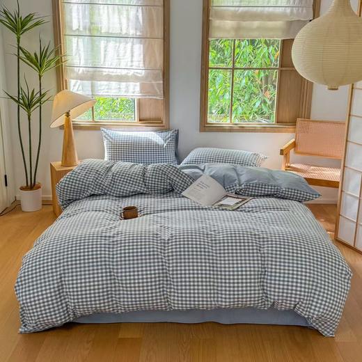 全棉色织水洗棉 散件系列，粉大格，蓝大格，咖小格，蓝小格，绿密条，灰密条 商品图2