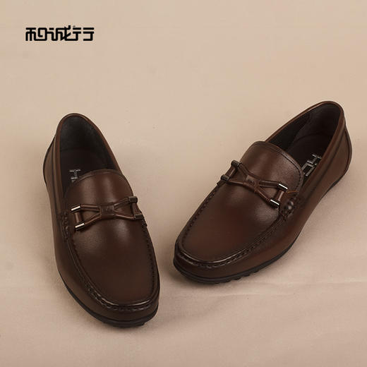 和诚行2026春季新款一脚蹬舒适百搭乐福鞋真皮豆豆鞋男式商务鞋1690045 商品图3