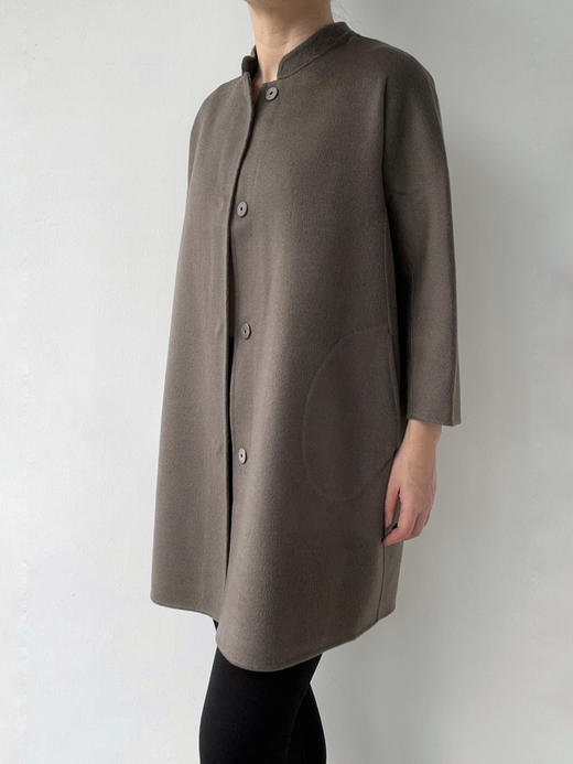Puree｜#0914 纯羊绒 9分袖茧型大衣 [米 / 褐色] 商品图7