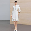 IWY/优雅风白色连衣裙女长袖收腰显瘦通勤裙高级感气质西装裙25Q861 商品缩略图2