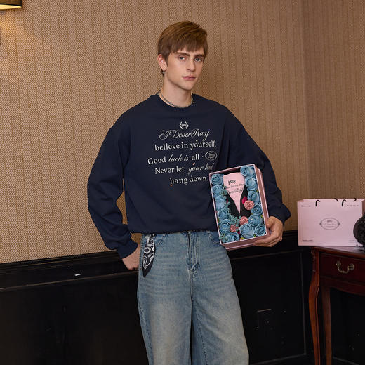 【明星同款】IDEVERRAY原创奢潮重工圆领卫衣印花手工烫钻宽松男女同款上衣春 商品图2