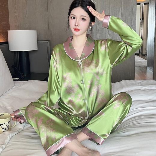 【GZ】无忧购26年春款轻奢荷叶边花卉长袖冰丝柔软家居服套装套GG2344#-1（截单后3-5天发货) 商品图2