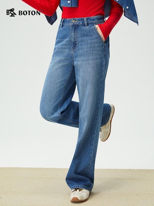 【暖姜纤维】波顿女士秋冬季宽松窄版直筒阔腿牛仔裤通勤休闲百搭长裤LE502325 商品图2