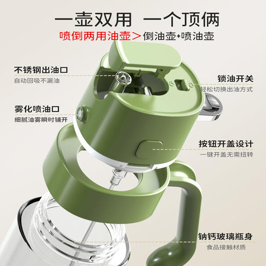 【喷倒两用❗️家用厨房一体油壶】键开盖喷倒两用油壶，精准控油健康烹饪好帮手，家用厨房防漏油玻璃喷雾油瓶酱油醋调料瓶控油L-d 商品图3