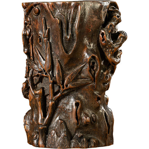 清	沉香木雕“岁寒三友”笔筒 商品图5