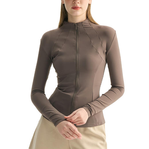 【3~5天发货】跃牌【美度空间】系列 瑜伽服外套女拉链立领拼接运动上衣修身长袖WT62023 商品图2