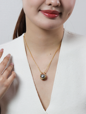 【挚友限定】18k金大溪地铂金灰珍珠吊坠14-15mm