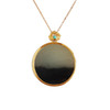 【天然正品】AU750黄金镶天然细腻新疆料青花圆形平安无事牌和田玉吊坠项链30.6*25.1*5.4MM（皆取最大值）170126NJS62 商品缩略图0