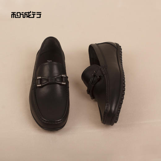 和诚行2026春季新款一脚蹬舒适百搭乐福鞋真皮豆豆鞋男式商务鞋1690045 商品图4