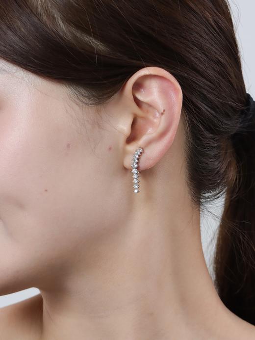 【挚友限定】Pt900 蛇骨链钻石耳夹 甄选天然南非白钻 密镶蛇骨工艺 职场高级质感  钻石 0.8ct  弹力双夹 5.2g（展会商品 无质量问题不接受退换货） 商品图4