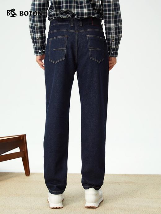 波顿男士秋冬牛仔裤宽松直筒法棍裤抓毛底通勤百搭休闲长裤ME979325 商品图2