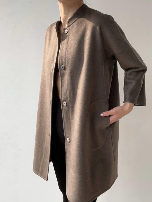 Puree｜#0914 纯羊绒 9分袖茧型大衣 [米 / 褐色] 商品图0