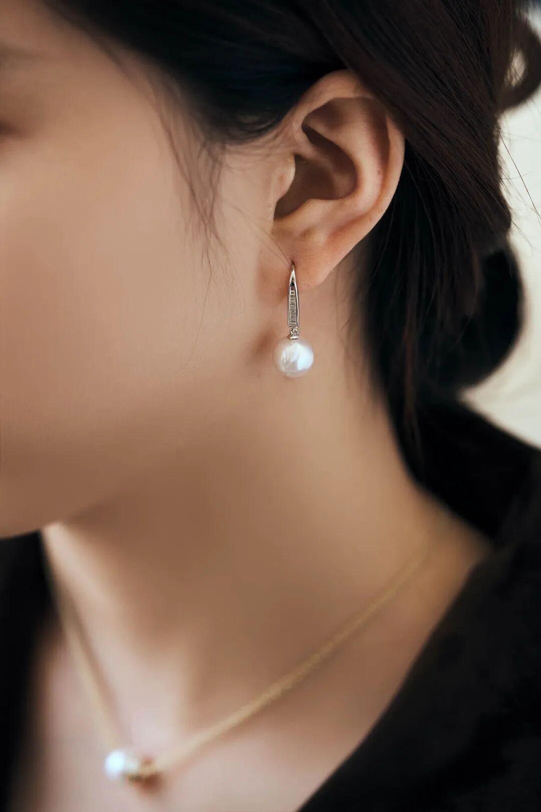 伽罗 JALO 10-11mm高等级淡水珍珠高跟鞋镶钻耳环