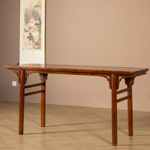 清中期	黄花梨夹头榫如意云纹独板画案 商品图1