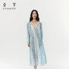 浪漫仙气』桑罗浅蓝蕾丝印花真睡裙桑蚕丝海边度假吊带长裙 商品缩略图8