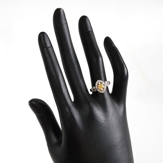 AU750白金方形设计师四爪款0.50克拉艳彩黄色钻石戒指12号（戒圈可改）290126NJS43 商品图6