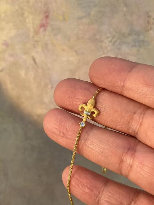 金色鸢尾重工拉丝吊坠项链/手链   绝美光华 银镀金首饰  （非质量问题 不退不换） 商品图5